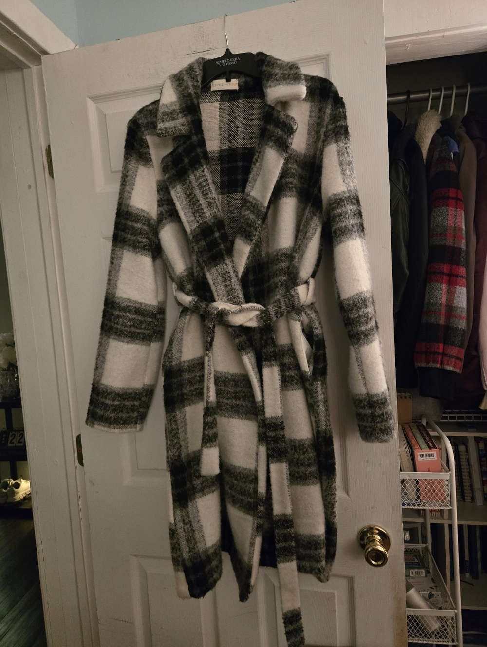 Donnee Par Dieu Grey Black & White Trench Coat With Waist Ties And Pockets